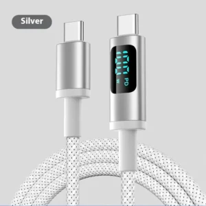 100W Dual Type-C USB3.2 Nylon Jacket PD Cable 5A Fast Charging for Computer Camera iPad Aluminum Alloy