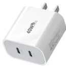YRNOVA Dual Port 40W Travel Charger USB-C PD 20W and USB QC3.0 with EU US Plugs