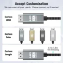YRNOVA USB-C to HDMI Cable 4K UHD 60Hz Nylon Braided for Laptop Projector TV