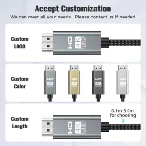 YRNOVA USB-C to HDMI Cable 4K UHD 60Hz Nylon Braided for Laptop Projector TV