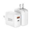 YRNOVA 30W GaN USB Charger US Plug Foldable USB-C PD and USB-A Travel Adapter