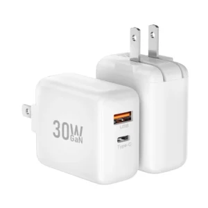 YRNOVA 30W GaN USB Charger US Plug Foldable USB-C PD and USB-A Travel Adapter