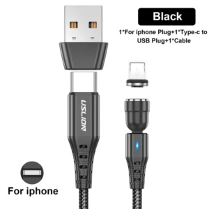 YRNOVA Magnetic USB Cable with Lightning Tip and Type-C Head 3A Braided for Phones