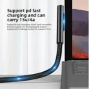 YRNOVA 65W Magnetic USB-C Charging Cable Braided Nylon with LED for Laptop Phone