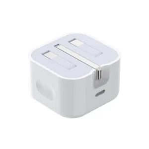 YRNOVA 20W USB-A USB-C Charger UK Plug PD Adapter 5V 2.4A for iPhone Laptop Simple